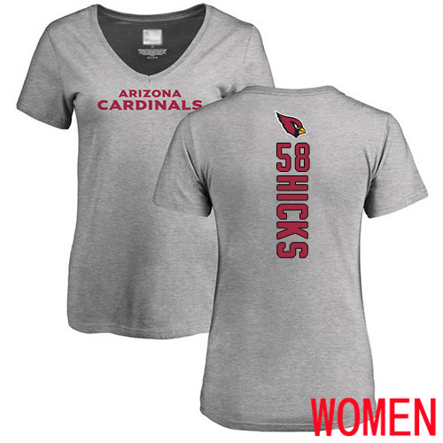 Arizona Cardinals Ash Women Jordan Hicks Backer V-Neck NFL Football #58 T Shirt